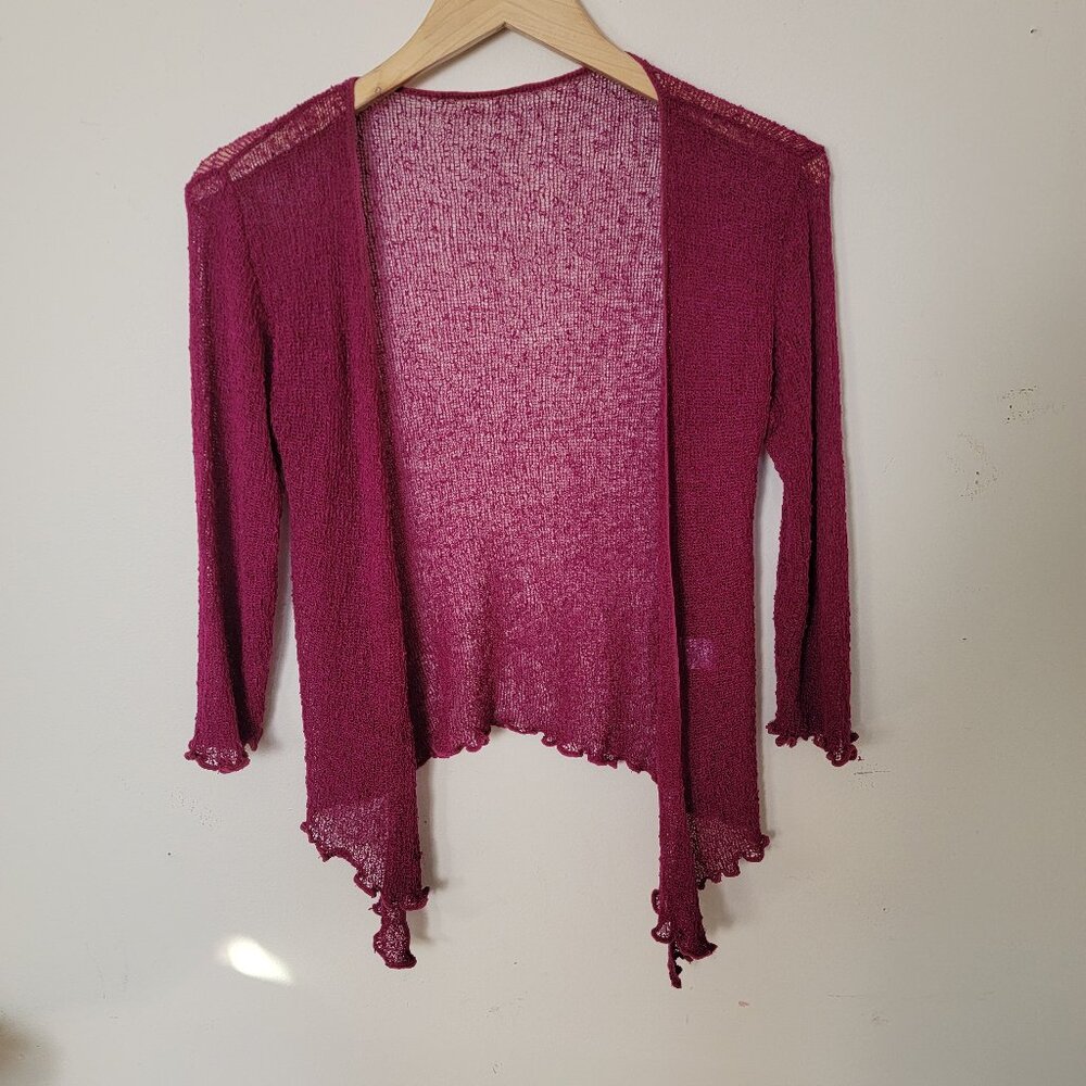 Cute Boho Eclectic Pink Knit Cardigan Size Medium